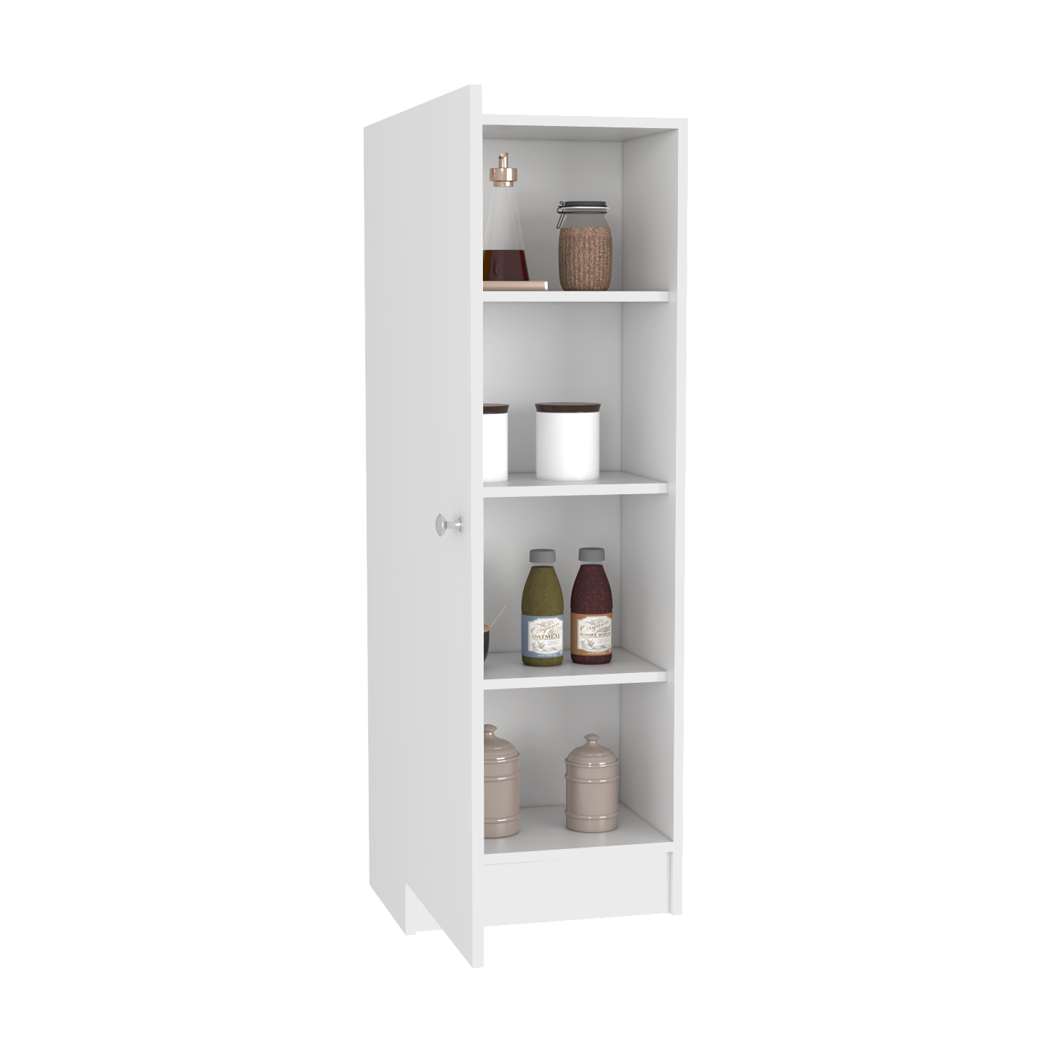 Pantry Miami, Single Door Cabinet, White Finish-3