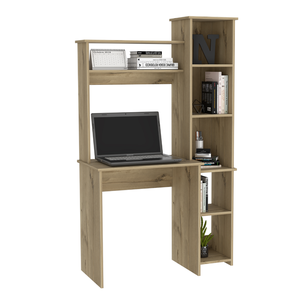 Desk Logan, Five Cubbies, Light Oak Finish-3