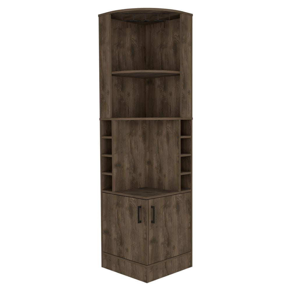 Bar Cabinet Papprika, 8 Wine Cubbies, Double Door, Dark Brown Finish-3