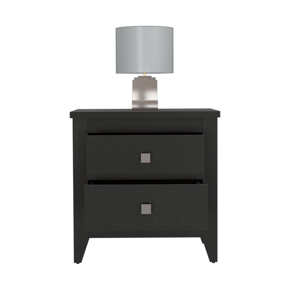 Nightstand More, Two Shelves, Four Legs, Black Wengue Finish-2