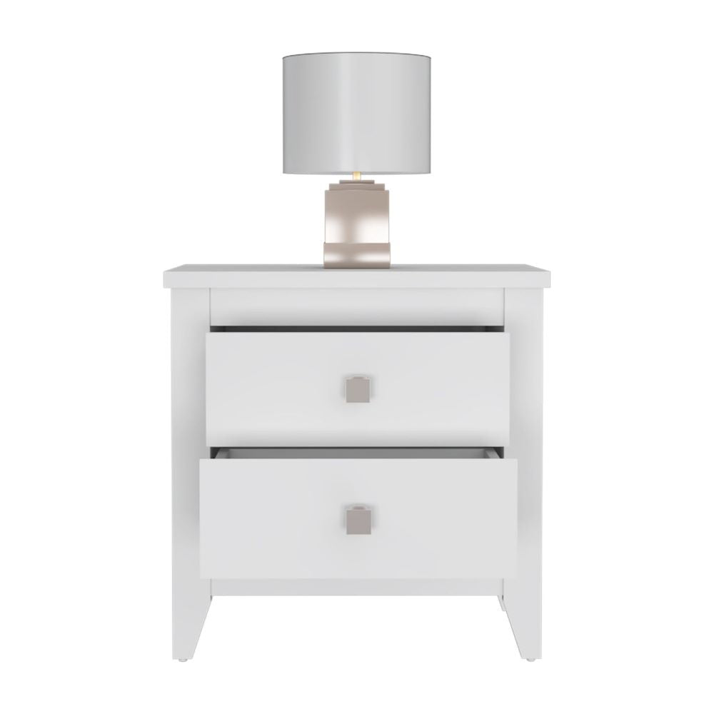 Nightstand More, Two Shelves, Four Legs, White Finish-2