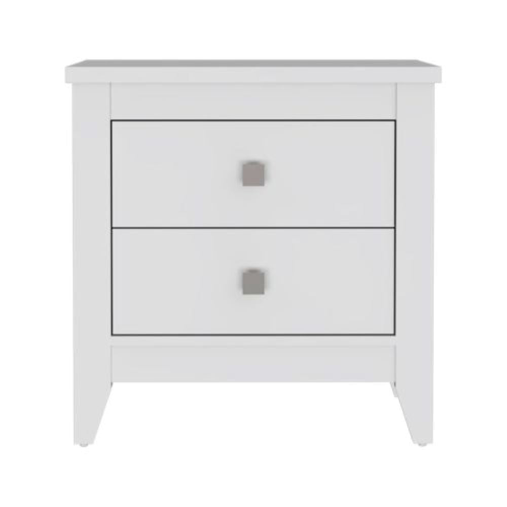 Nightstand More, Two Shelves, Four Legs, White Finish-3