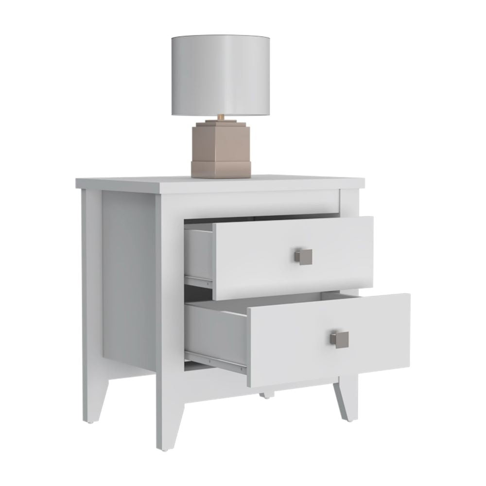 Nightstand More, Two Shelves, Four Legs, White Finish-4