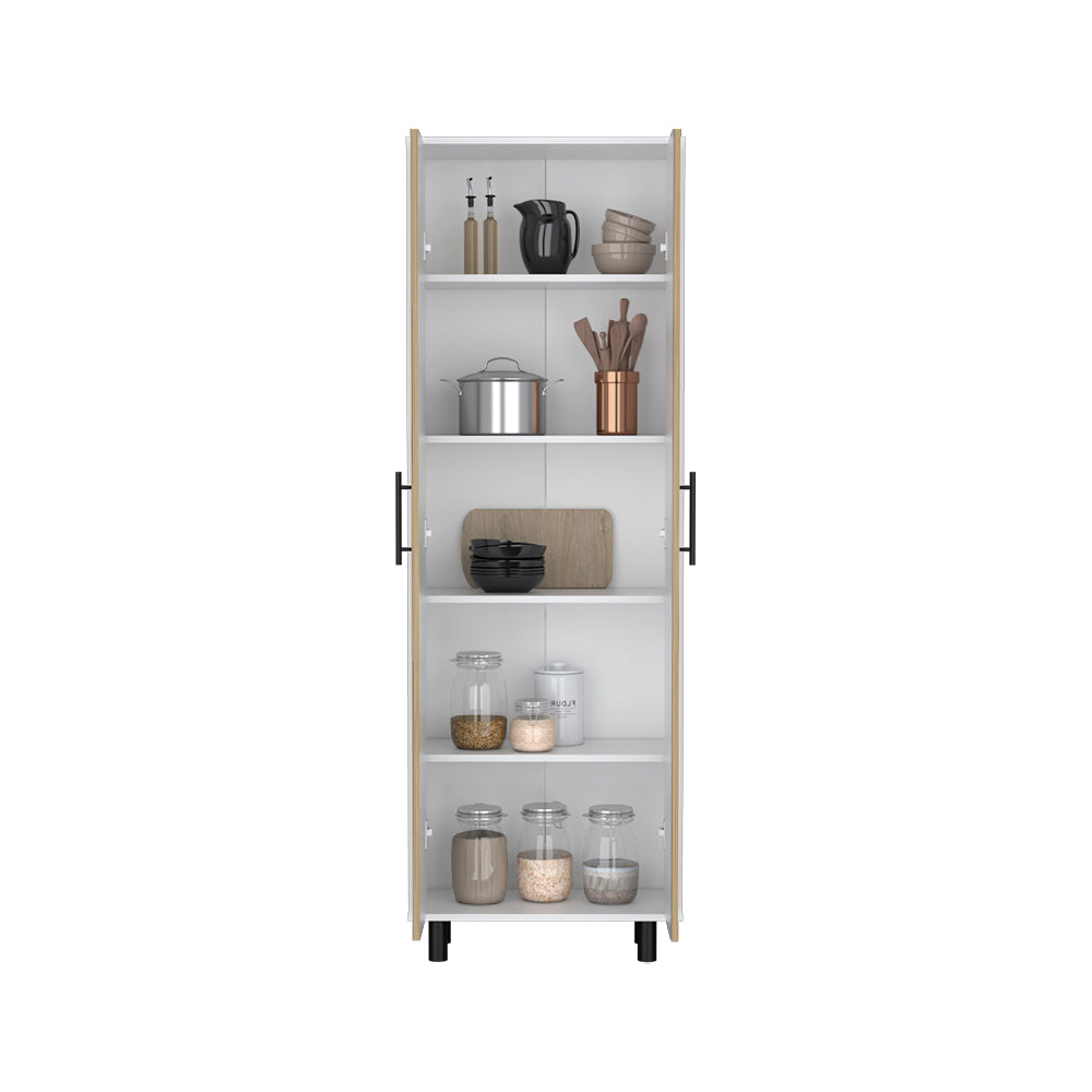 Multistorage Manacor, Five Shelves, Macadamia and White Finish-4