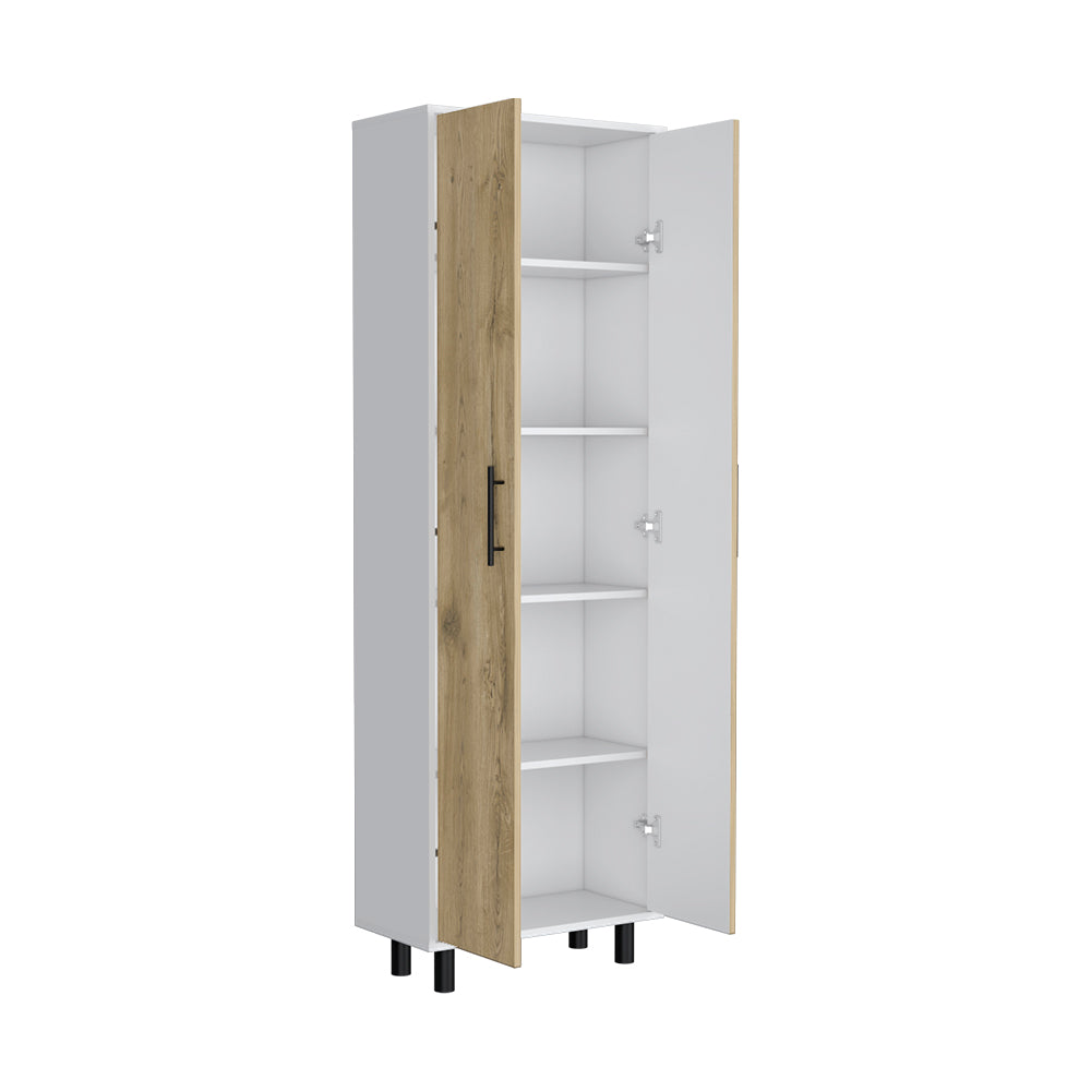 Multistorage Manacor, Five Shelves, Macadamia and White Finish-2