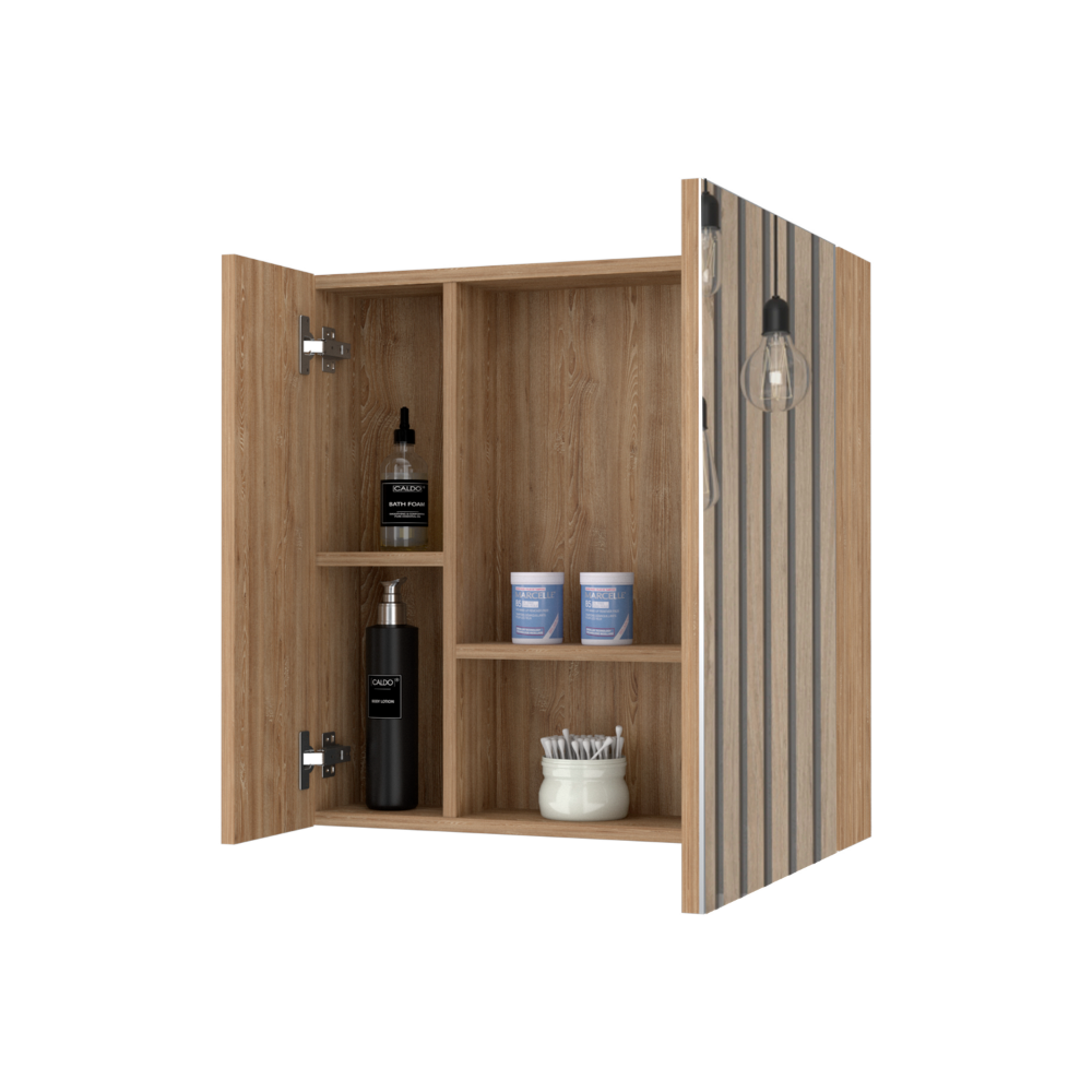 Medicine Cabinet Prague, Four Internal Shelves, Single Door, Pine Finish-2