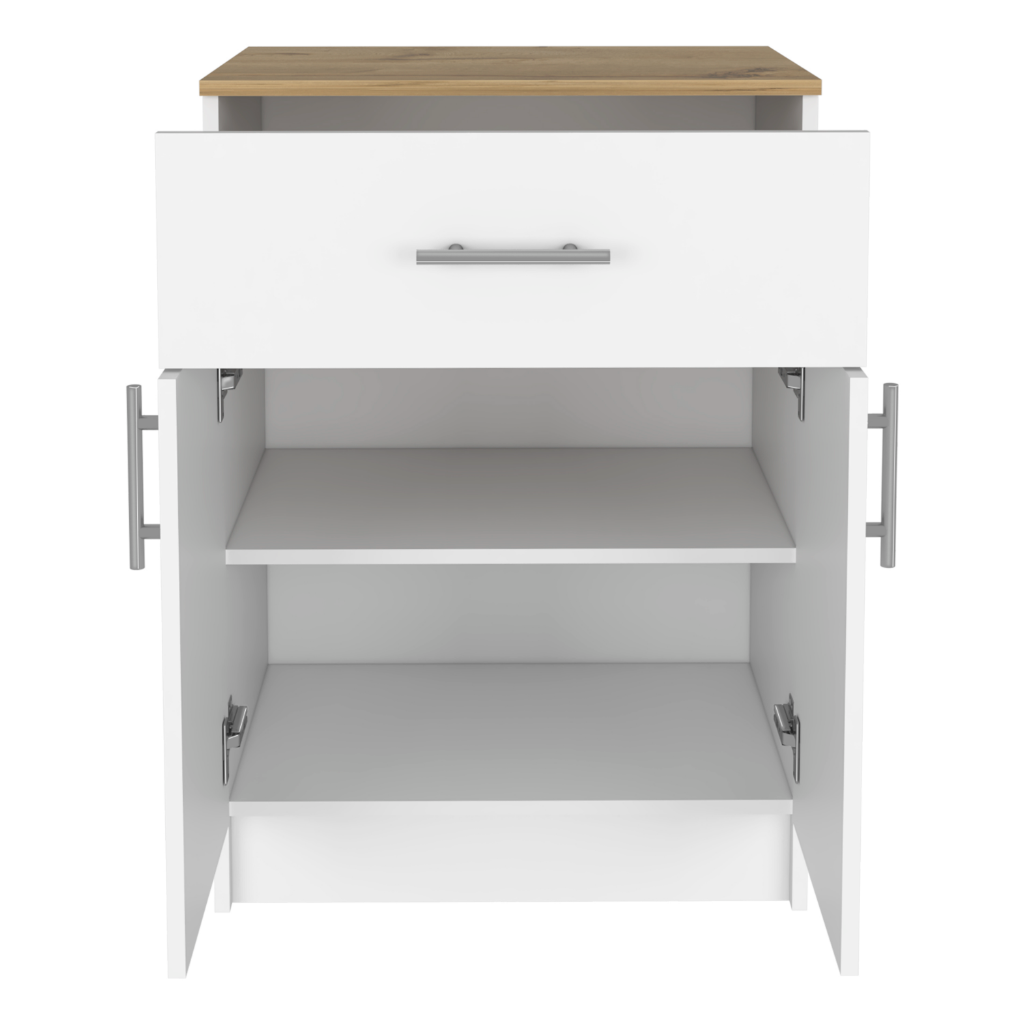 Pantry Cabinet Netal, One Drawer, White / Light Oak Finish-2