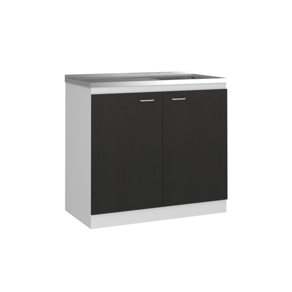 Utility Sink Vernal, Double Door, White / Black Wengue Finish-4