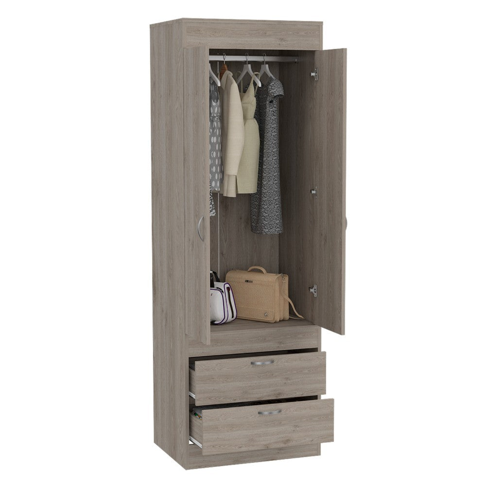 Armoire Tarento,Two Drawers, Light Gray Finish-4