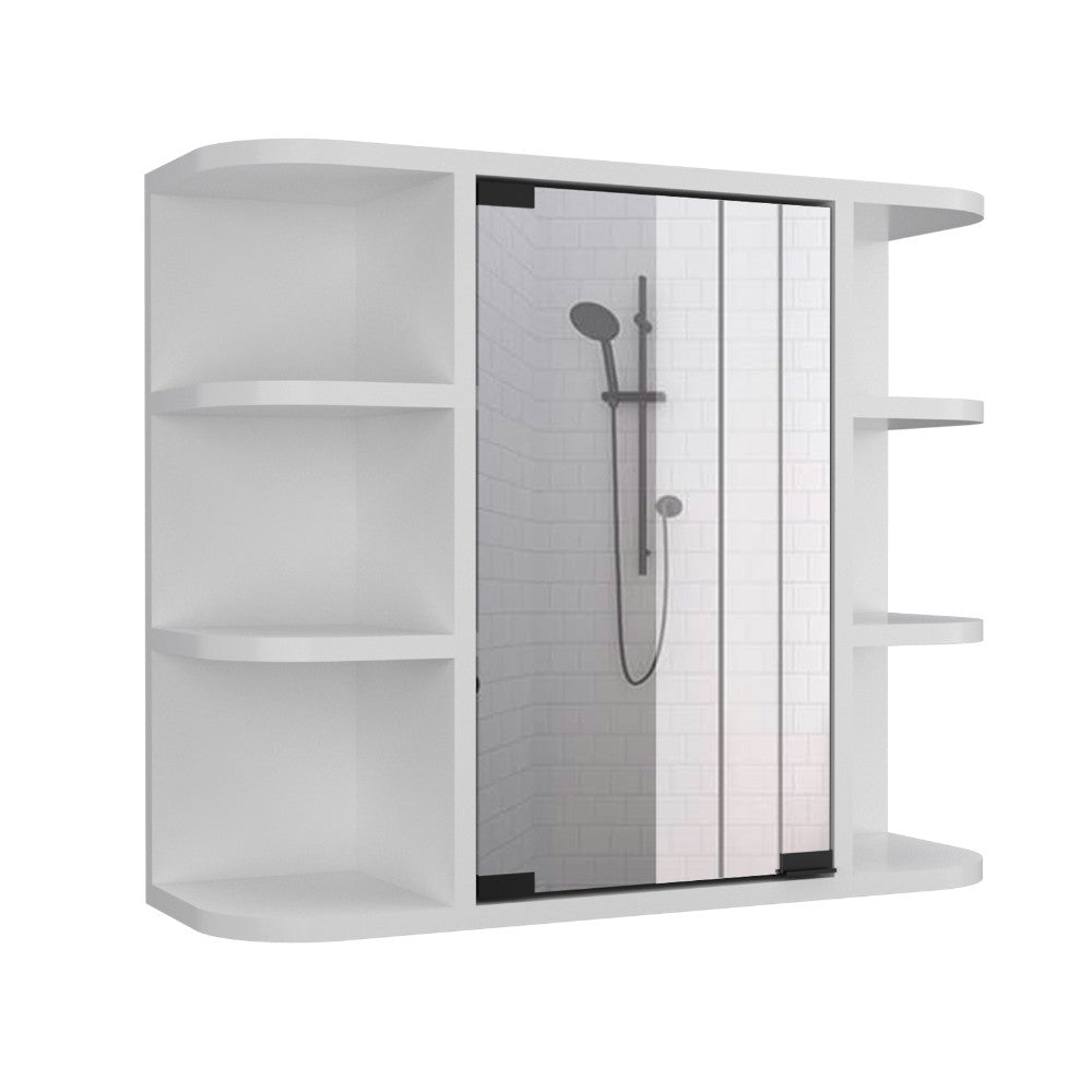 Medicine Cabinet Milano, Six External Shelves Mirror, White Finish-3