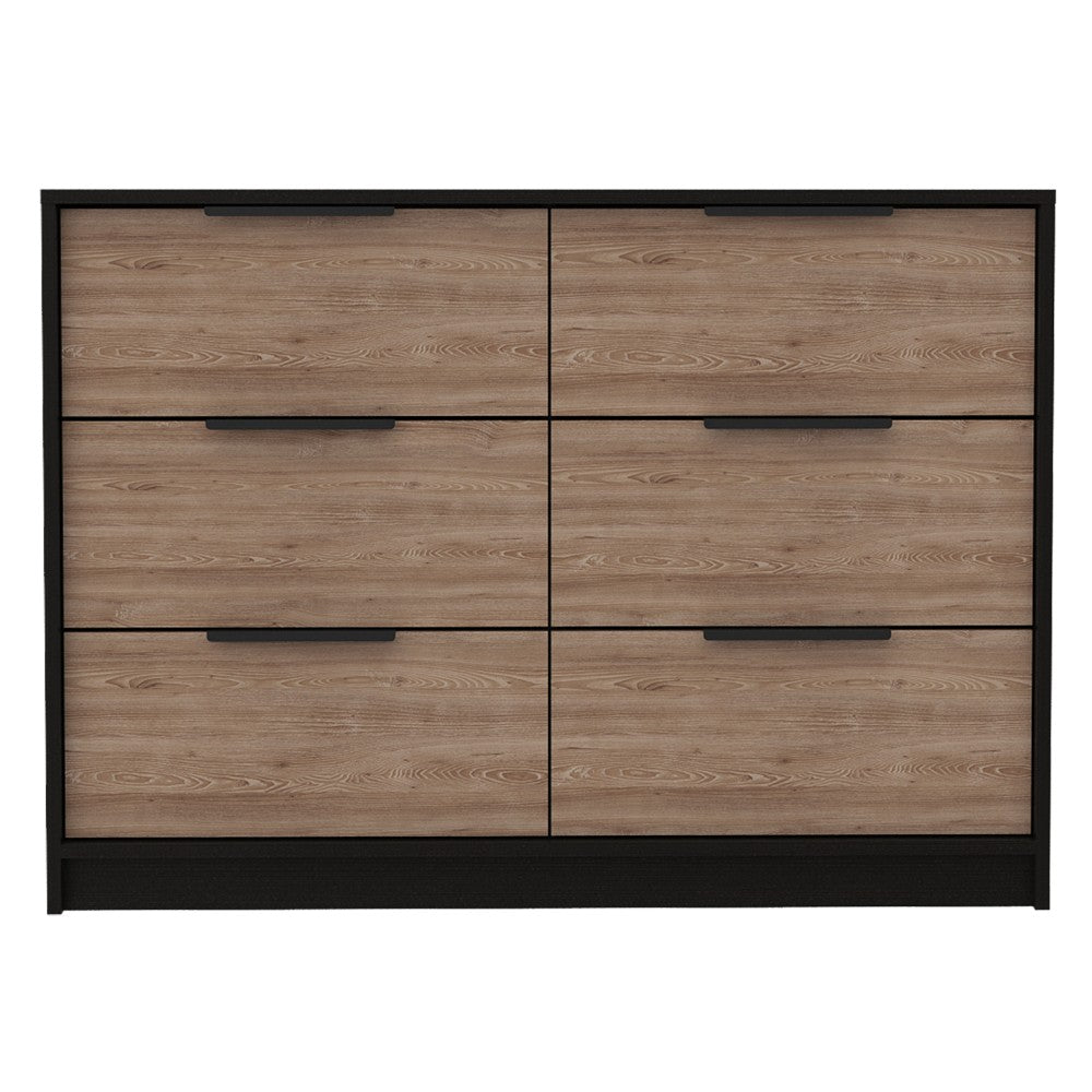 4 Drawer Double Dresser Maryland, Metal Handle, Black Wengue / Pine Finish-3