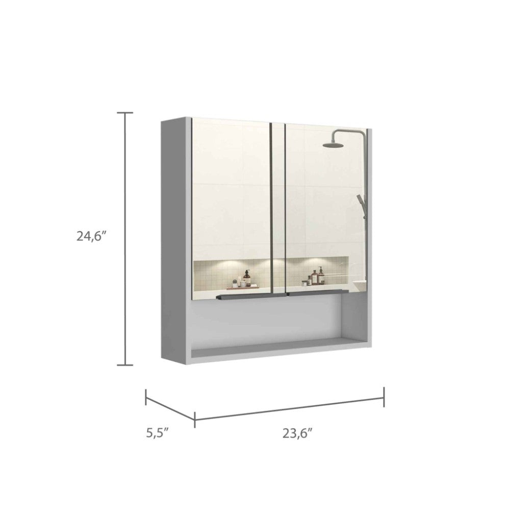 Medicine Cabinet with Mirror Lexington,Three Internal Shelves, White Finish-3