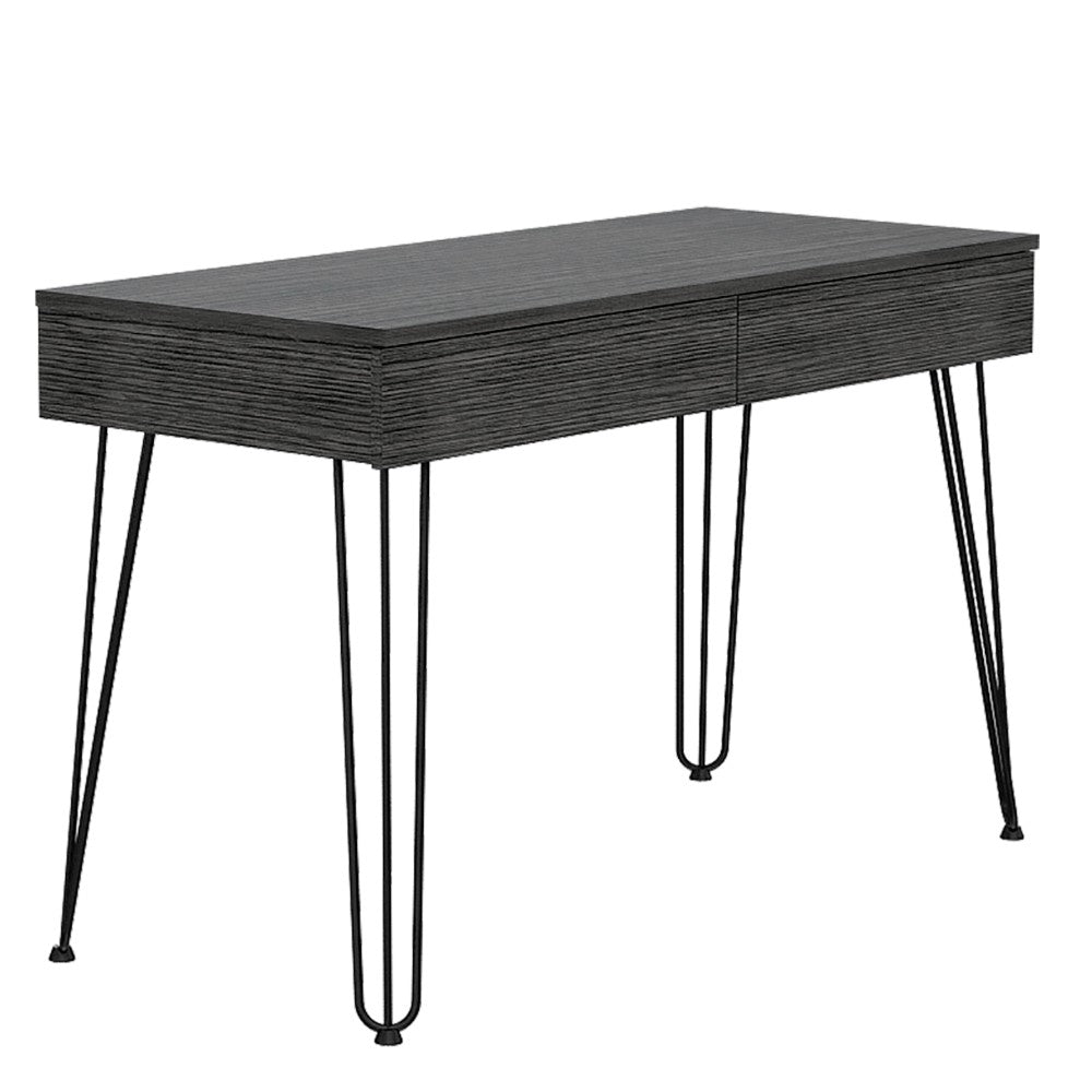 Desk Hinsdale with Hairpin Legs and Two Drawers, Black Wengue Finish-3