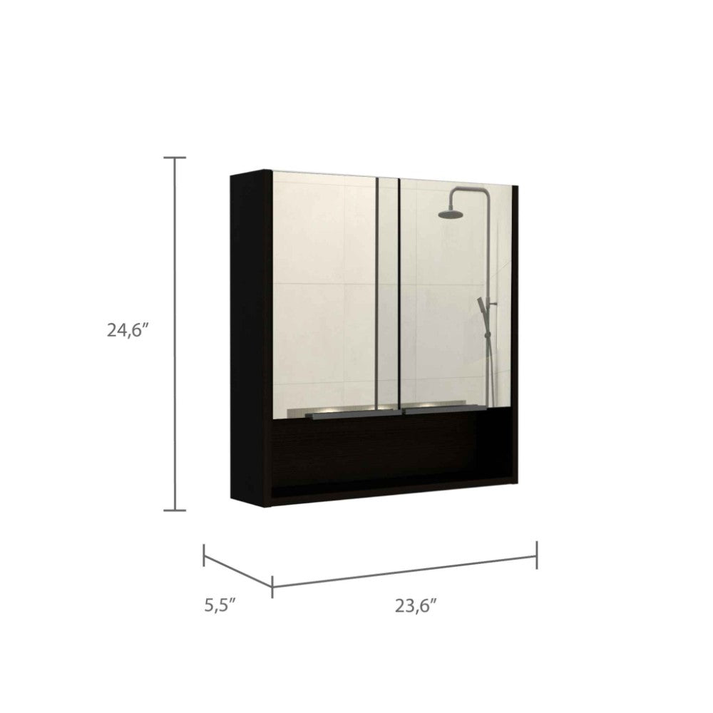 Medicine Cabinet with Mirror  Lexington,Three Internal Shelves, Black Wengue Finish-3