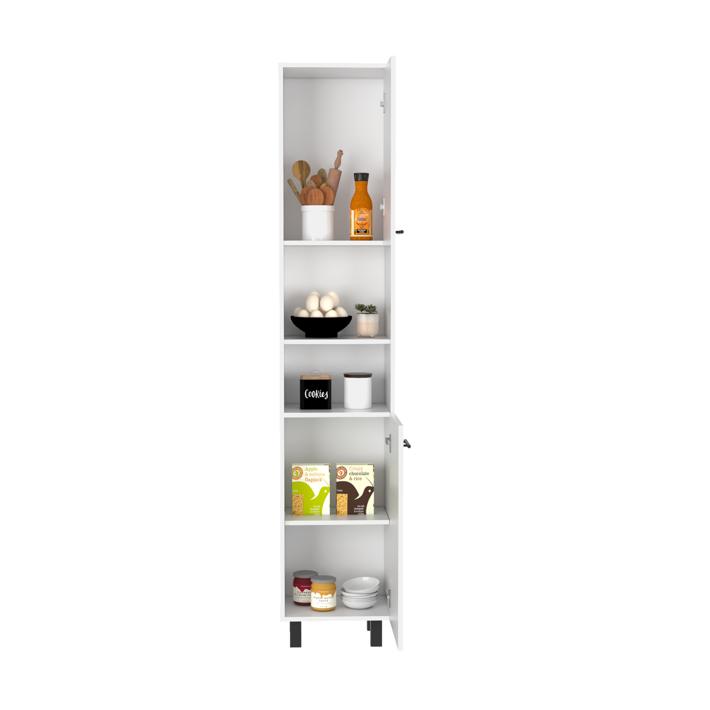 Pantry Cabinet Almada, Three Interior Shelves, White Finish-4