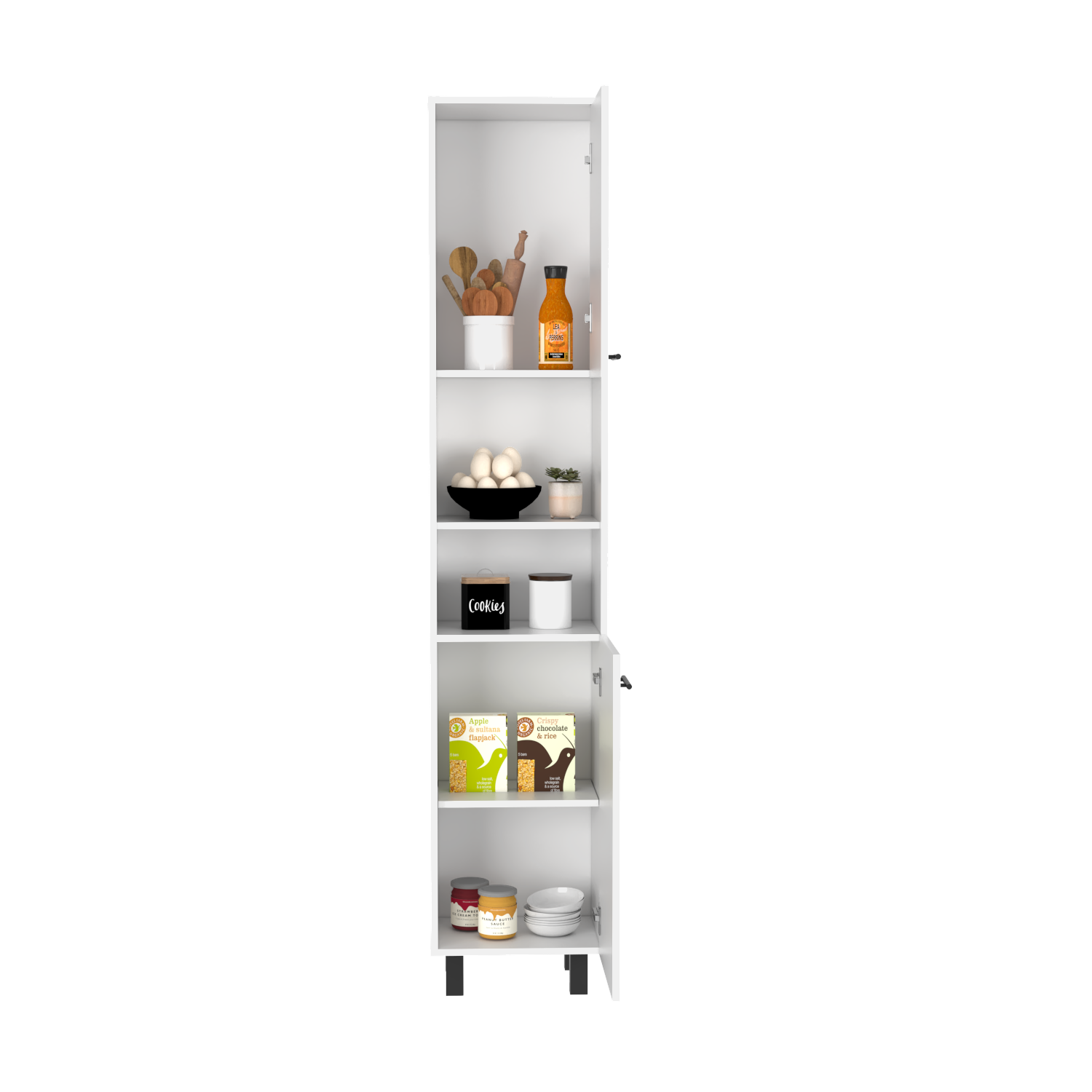 Pantry Cabinet Almada, Three Interior Shelves, White Finish-4