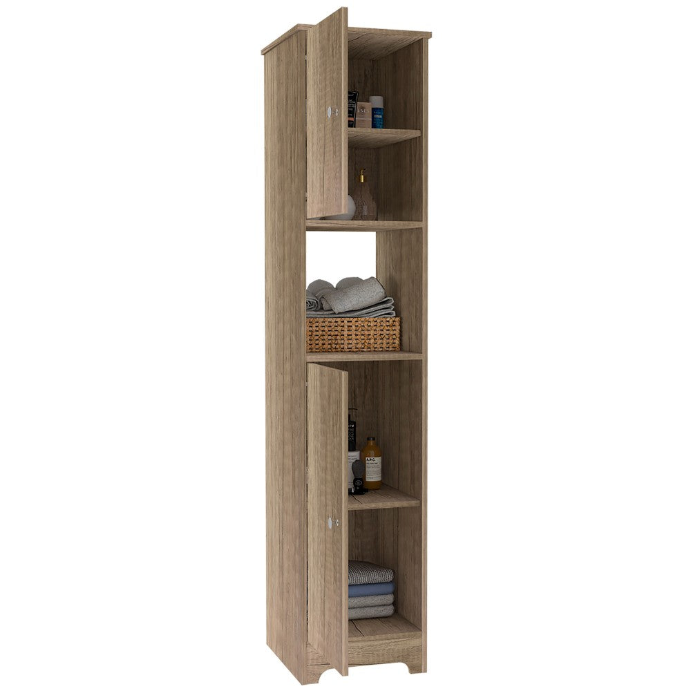 Linen Cabinet Albany, Four Interior Shelves, Light Oak Finish-4