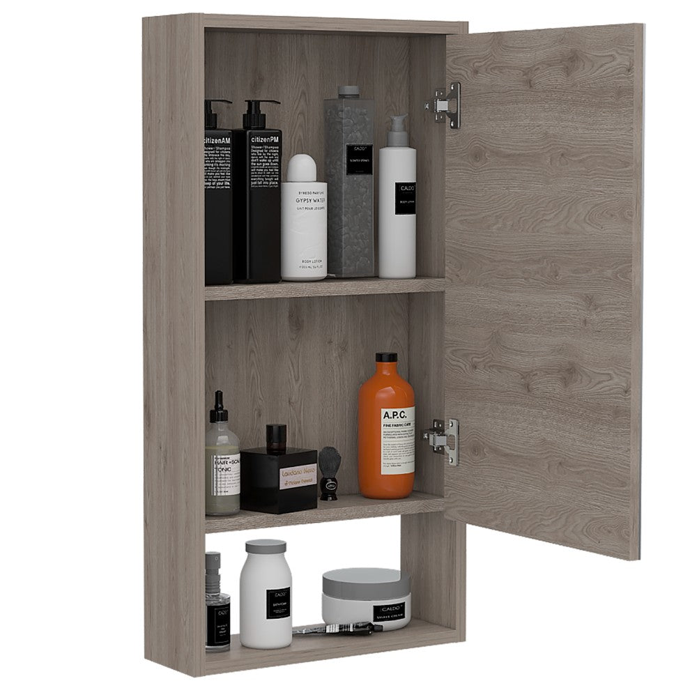 Medicine Cabinet Irvine, One External Shelf, Light Gray Finish-4