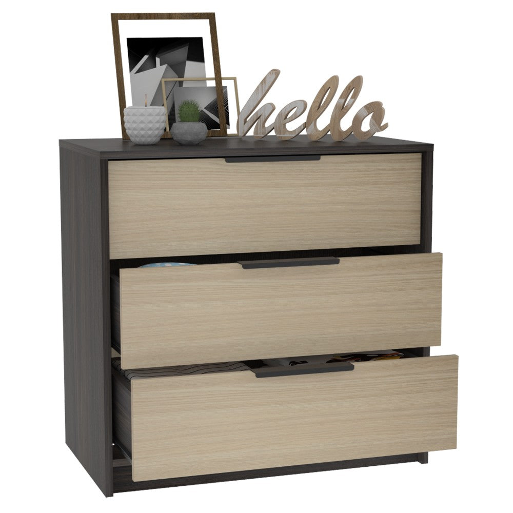 3 Drawers Dresser Maryland, Superior Top, Black Wengue / Pine Finish-4