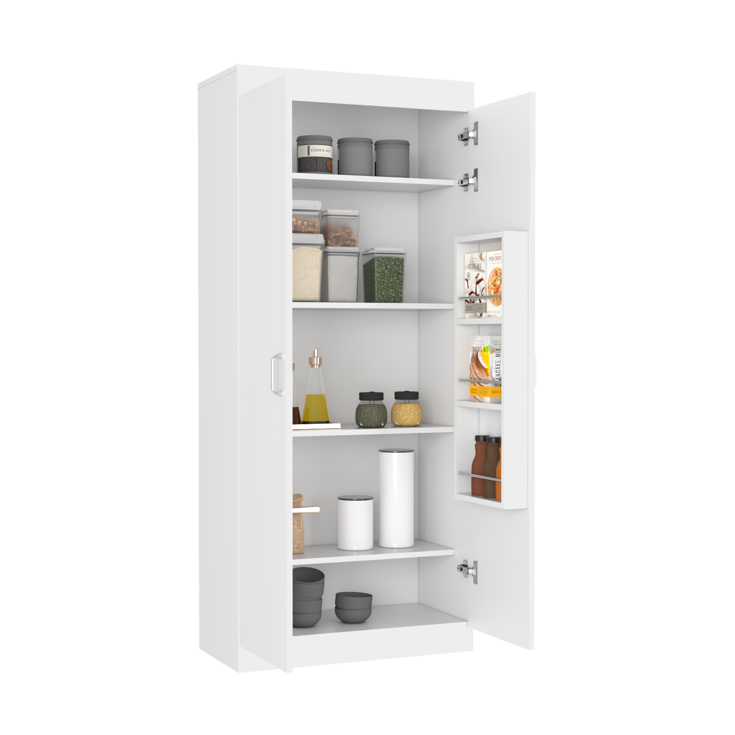 Pantry Cabinet Orlando, Five Shelves, White Finish-3