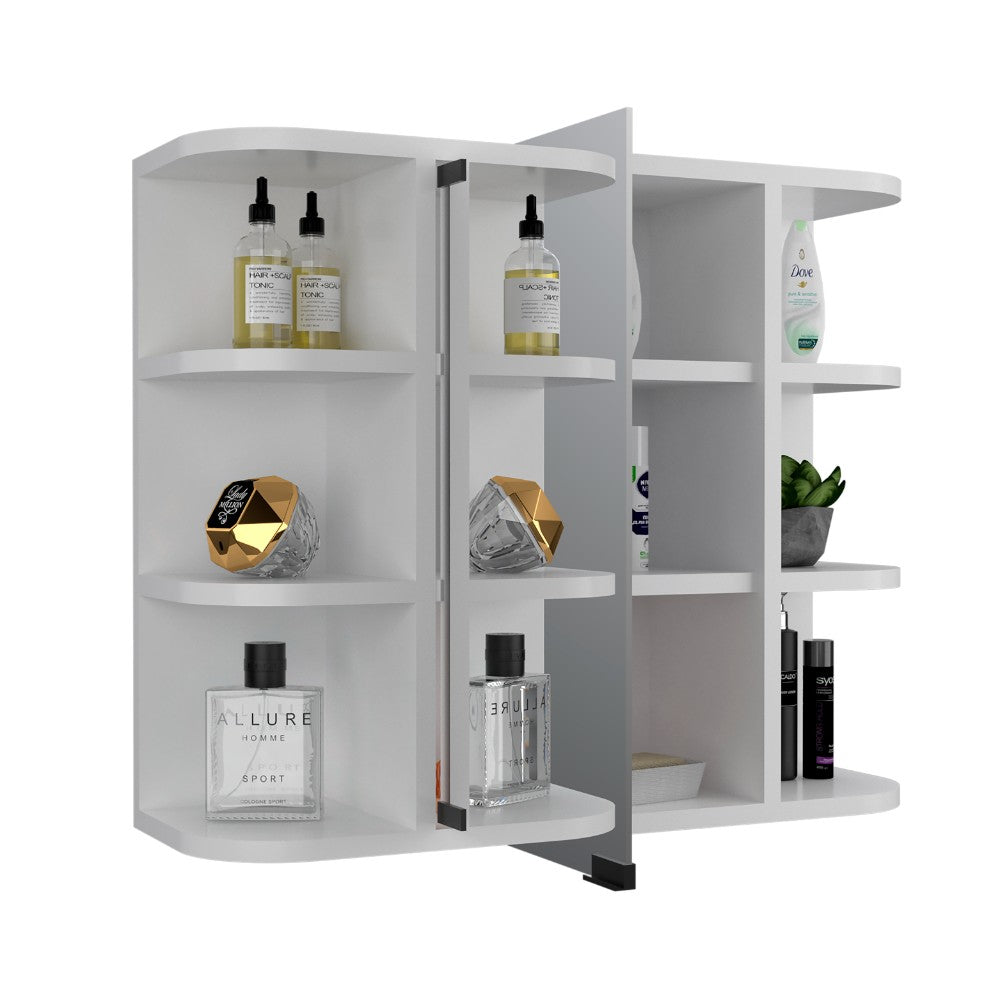 Medicine Cabinet Milano, Six External Shelves Mirror, White Finish-4