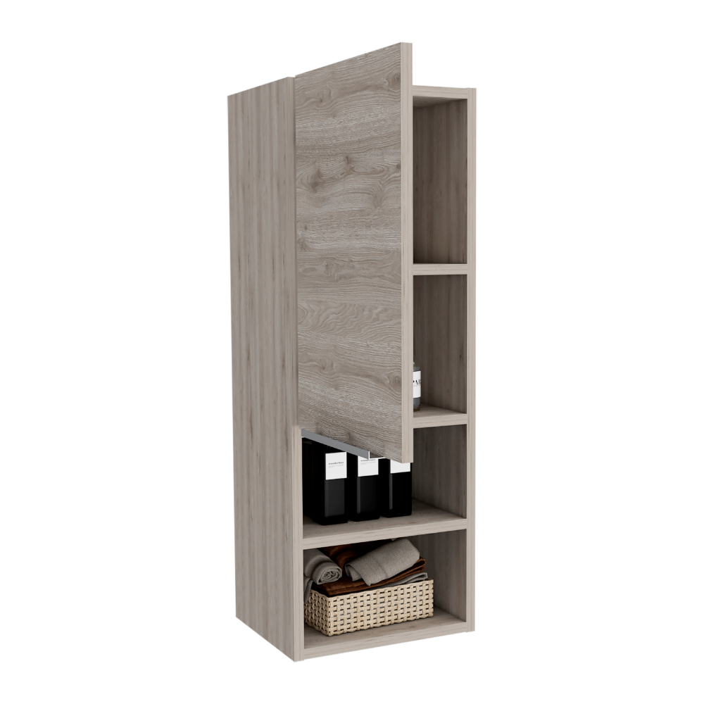 Medicine Cabinet Hazelton, Open and Interior Shelves, Light Gray Finish-4