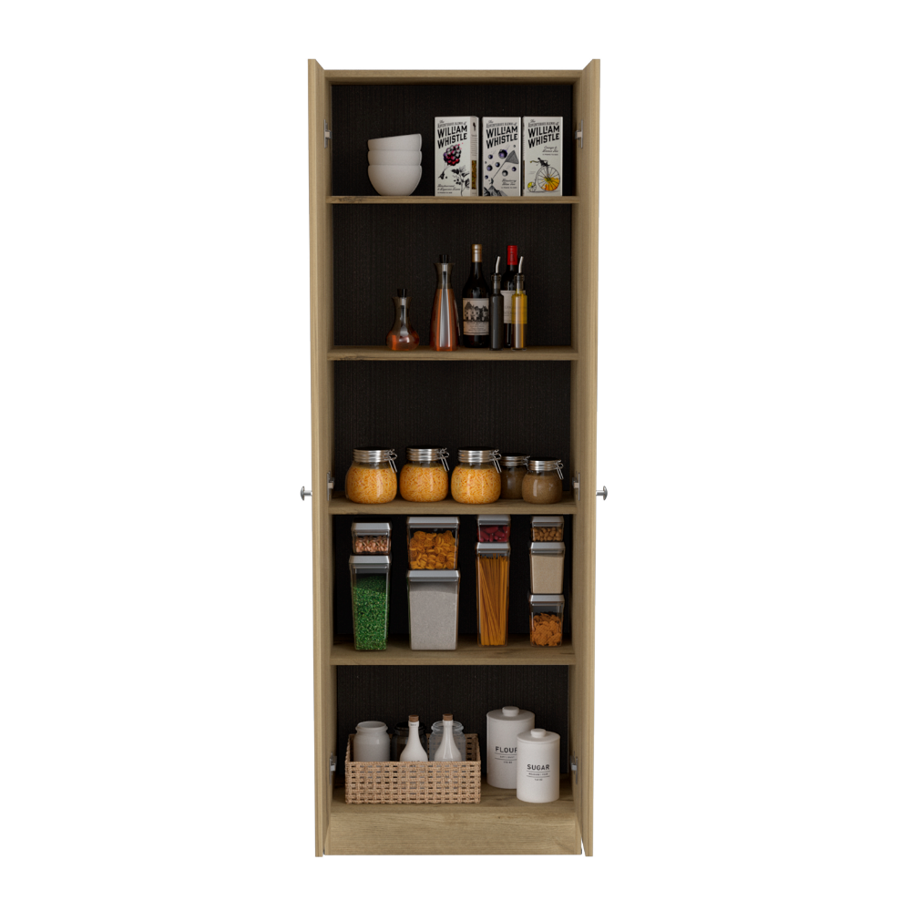 Storage Cabinet Pipestone, Five Shelves, Light Oak / Black Wengue Finish-2