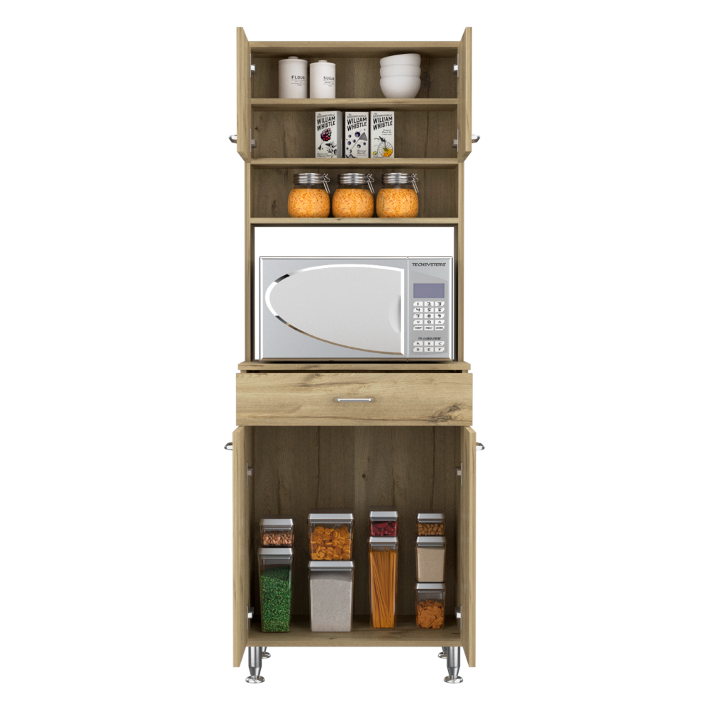 Pantry Piacenza,Two Double Door Cabinet, Light Oak Finish-2