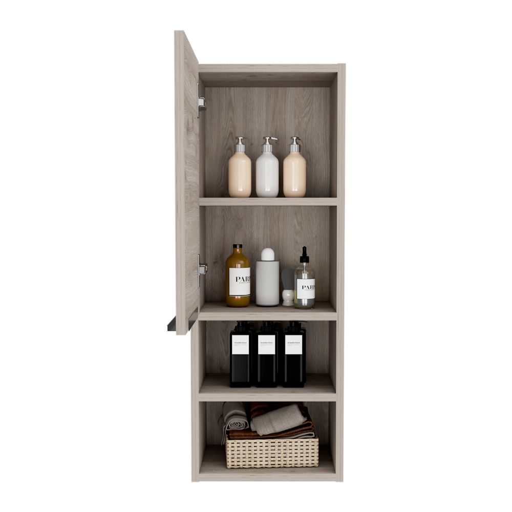 Medicine Cabinet Hazelton, Open and Interior Shelves, Light Gray Finish-2