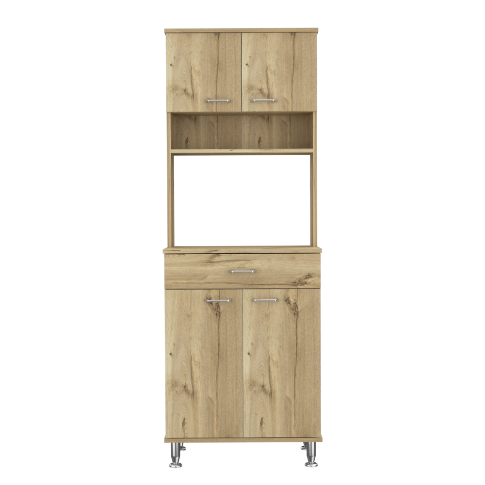 Pantry Piacenza,Two Double Door Cabinet, Light Oak Finish-3