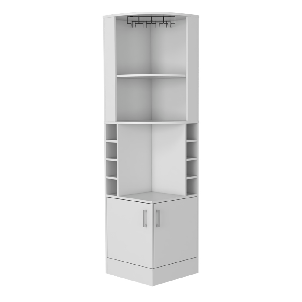 Bar Cabinet Papprika, 8 Wine Cubbies, Double Door, White Finish-3