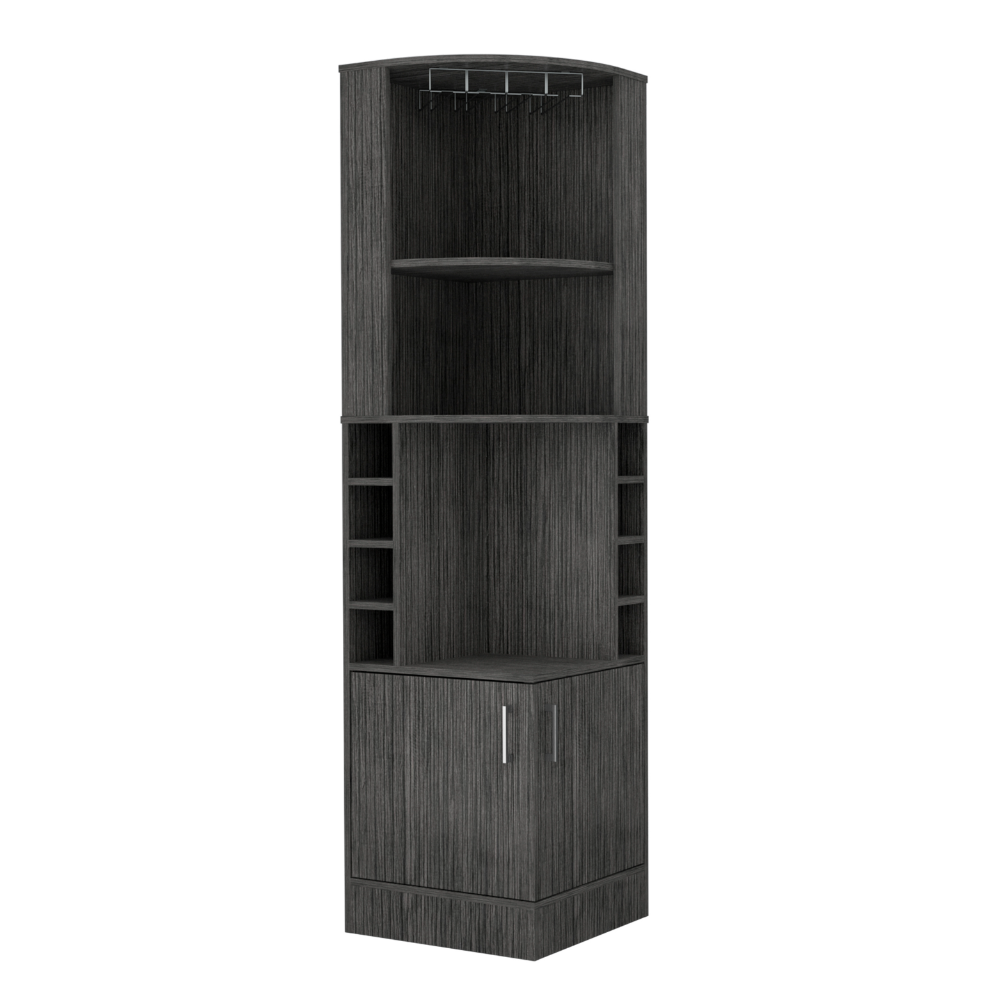 Bar Cabinet Papprika, 8 Wine Cubbies, Double Door, Smokey Oak Finish-3