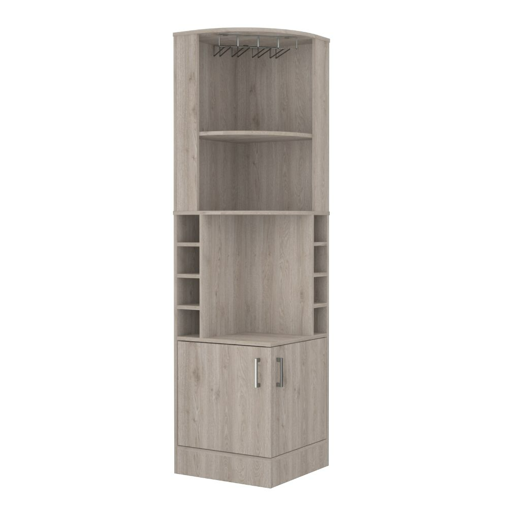 Bar Cabinet Papprika, 8 Wine Cubbies, Double Door, Light Gray Finish-3