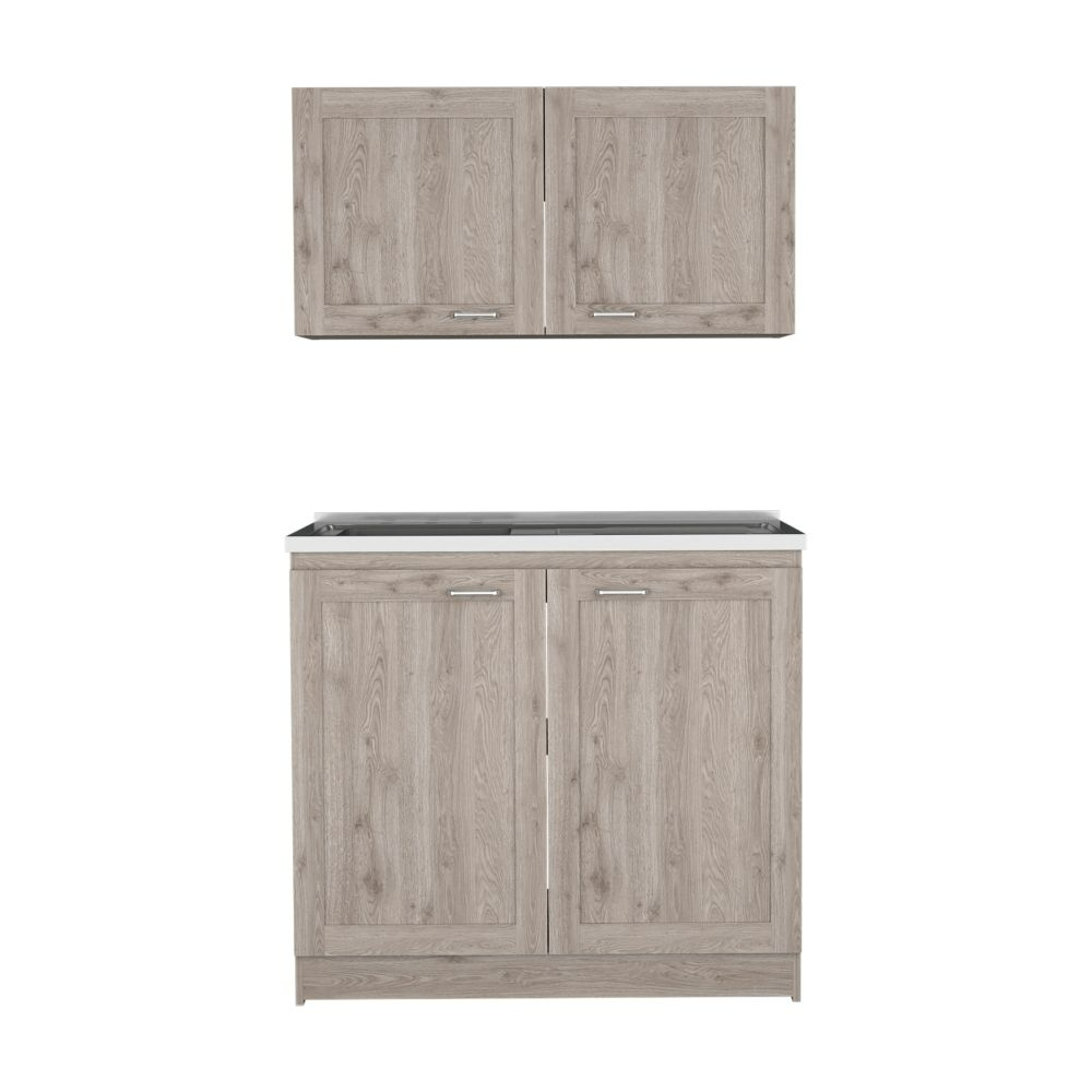 Cabinet Set Zeus, Two Shelves, Light Gray Finish-3