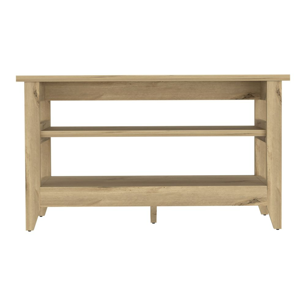 Storage Bench Susho, Upper and Lower Shelf, Light Oak Finish-2