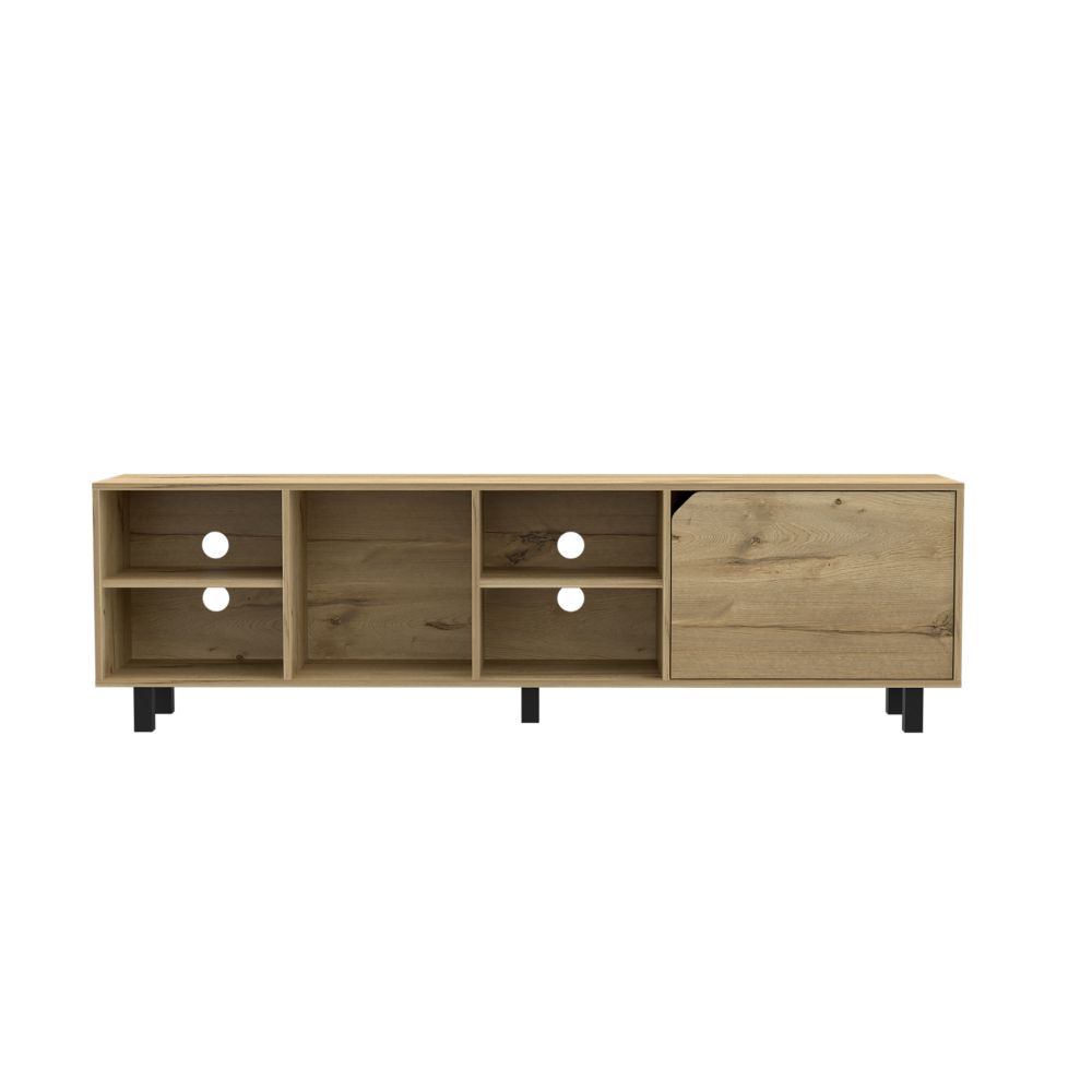 TV Stand for TV´s up 70" Estocolmo, Four Open Shelves, Light Oak Finish-3