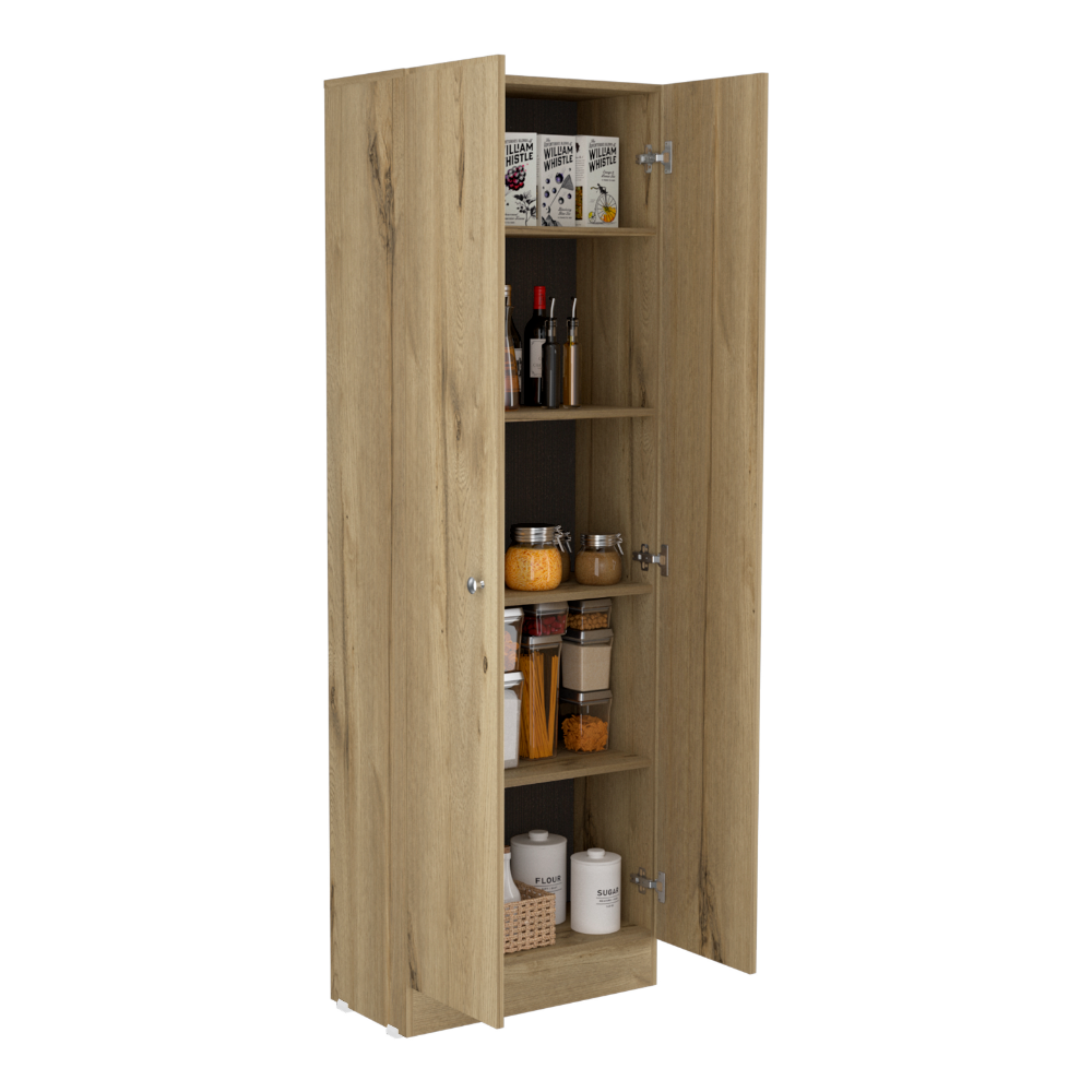 Storage Cabinet Pipestone, Five Shelves, Light Oak / Black Wengue Finish-4