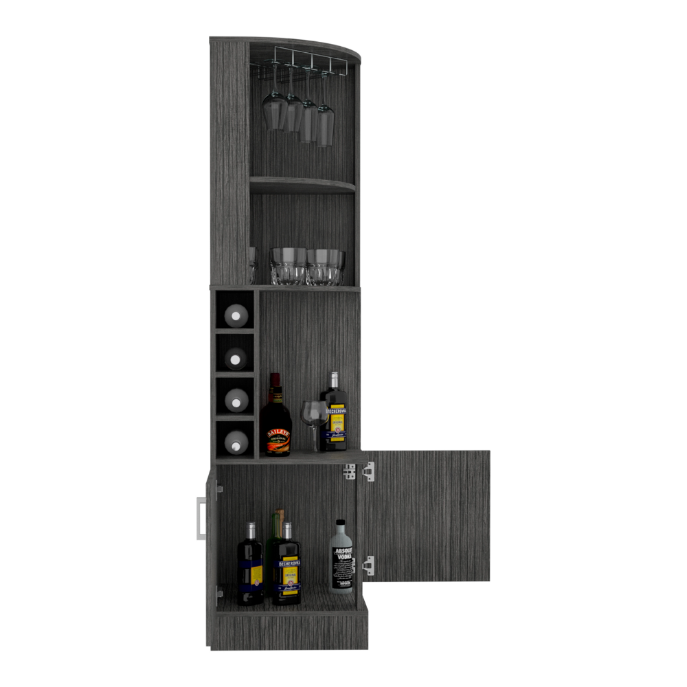 Bar Cabinet Papprika, 8 Wine Cubbies, Double Door, Smokey Oak Finish-4