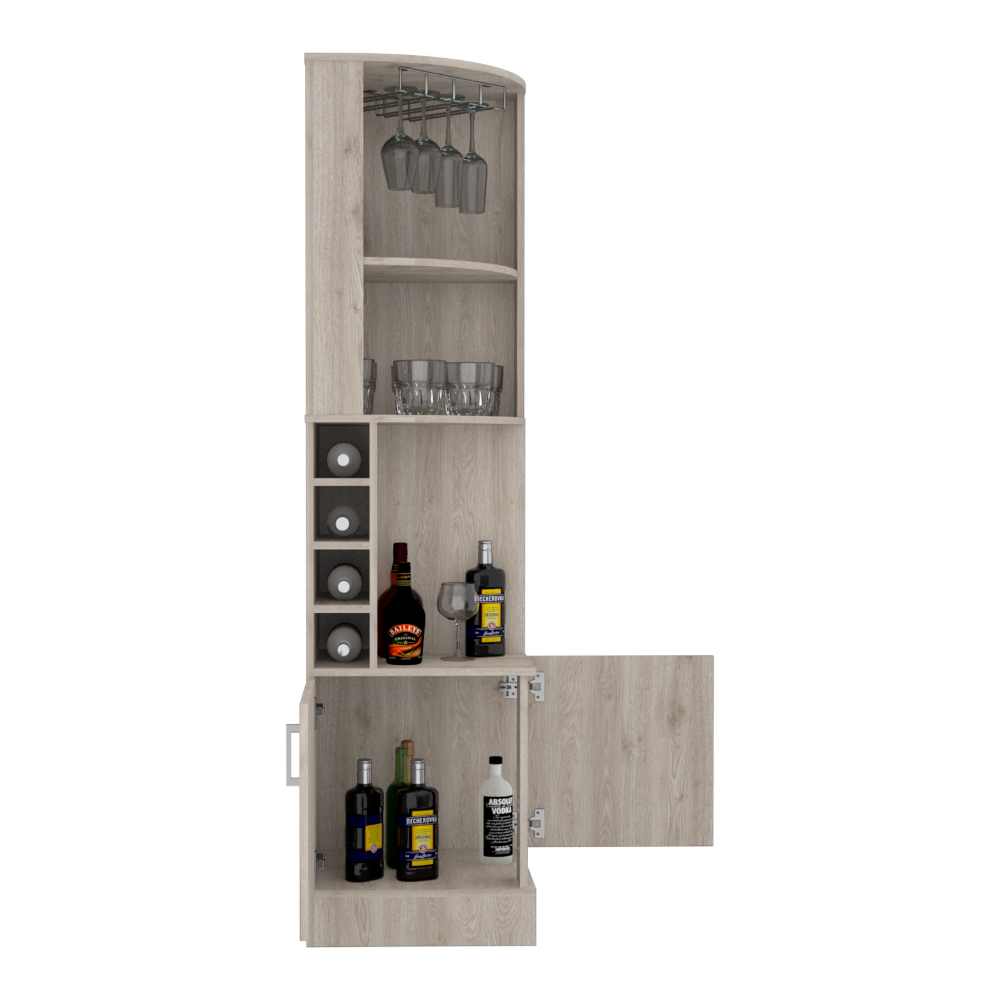 Bar Cabinet Papprika, 8 Wine Cubbies, Double Door, Light Gray Finish-4