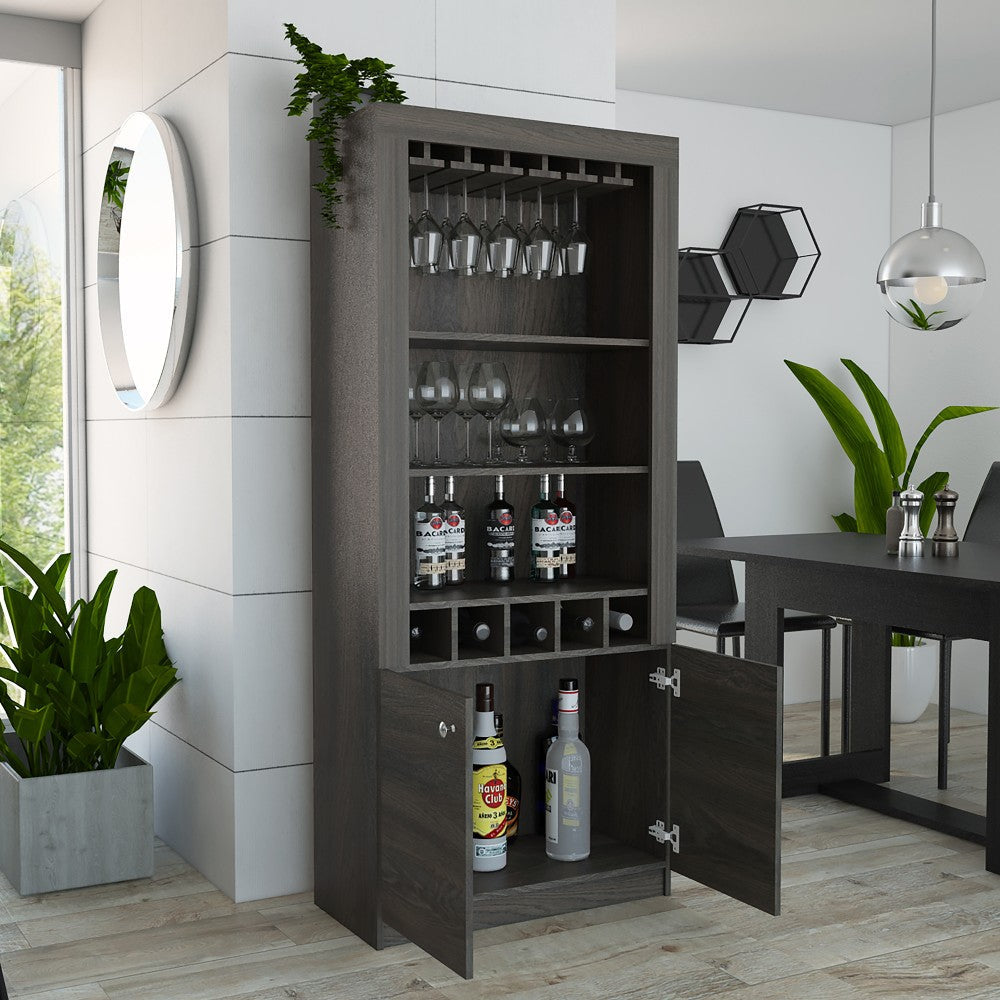 Bar Cabinet Margarita, Five Wine Cubbies, Carbon Espresso Finish-1