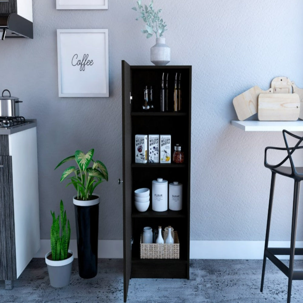 Pantry Miami, Single Door Cabinet, Black Wengue Finish-1