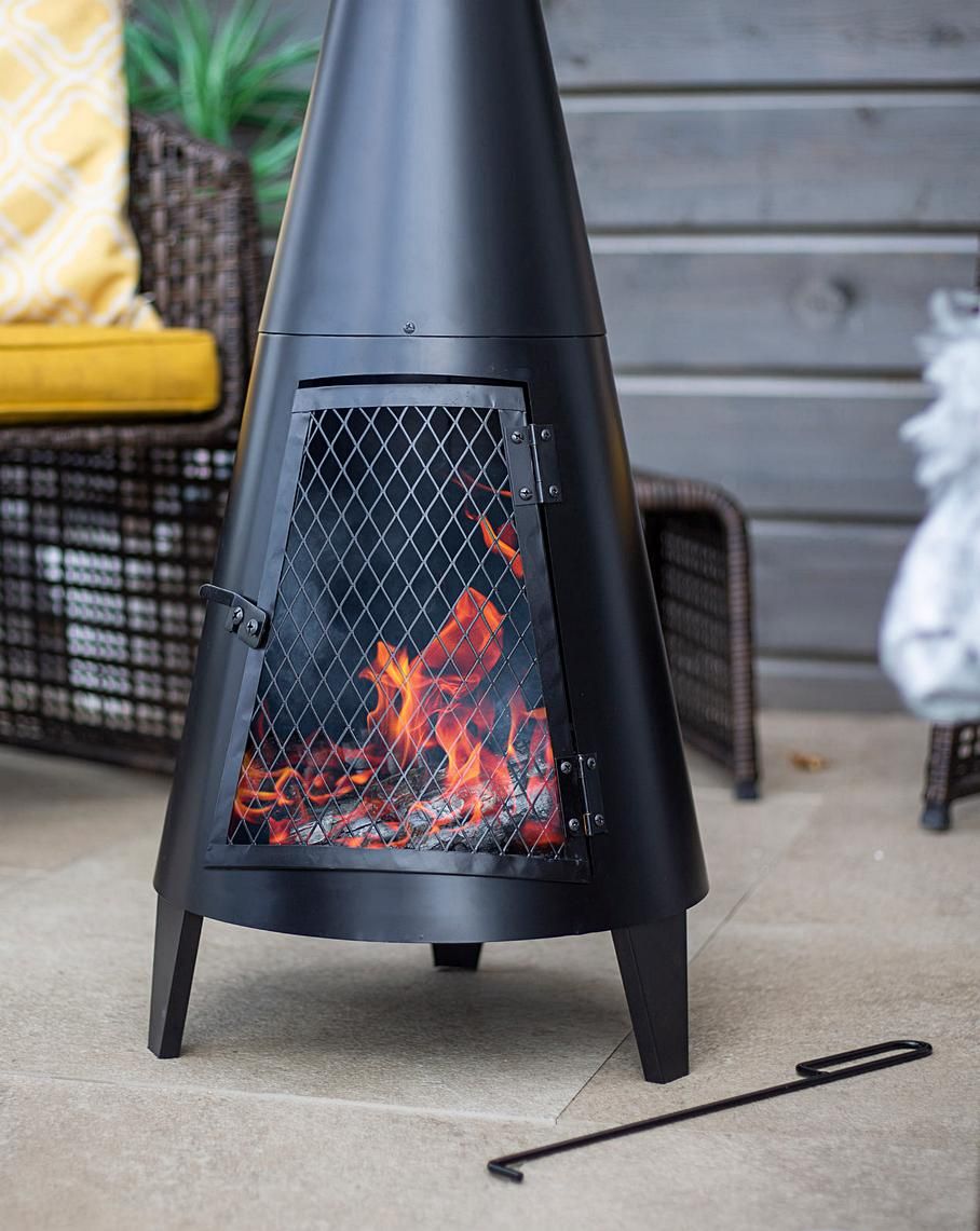 Outdoor Chiminea Fireplace Iron Fire Pit-3