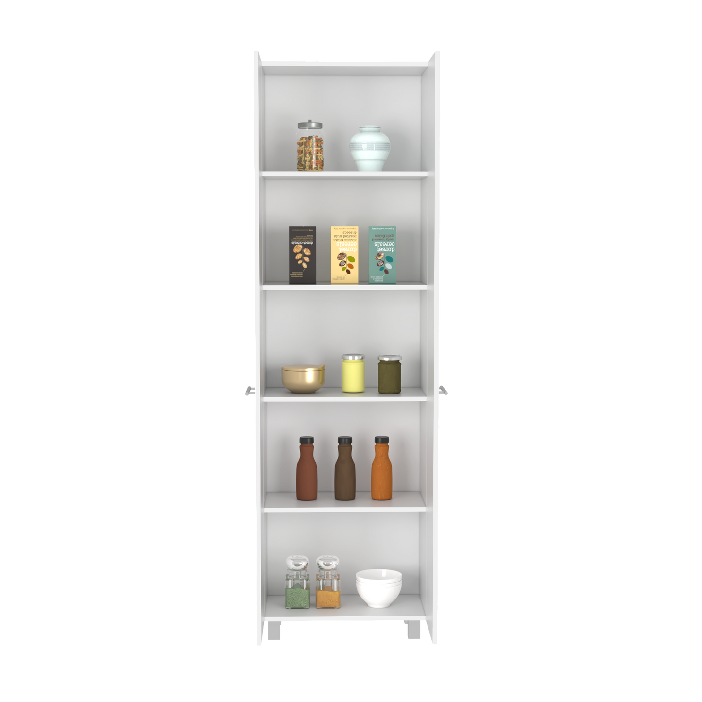 Pantry Cabinet Phoenix, Five Interior Shelves, White Finish-3