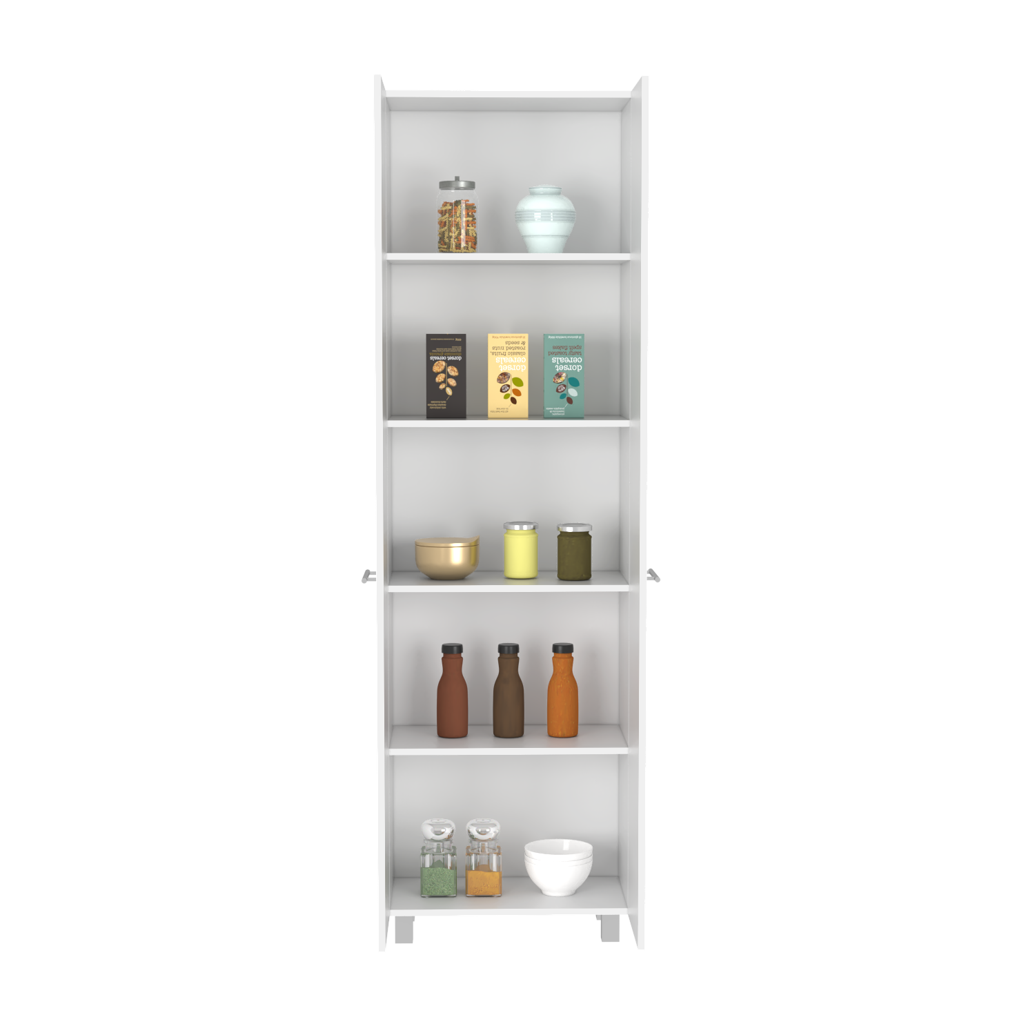 Pantry Cabinet Phoenix, Five Interior Shelves, White Finish-3