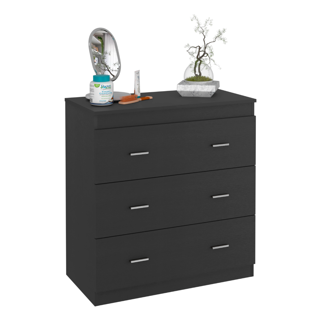 Three Drawer Dresser Litress, Metal Handles, Black Wengue Finish-4