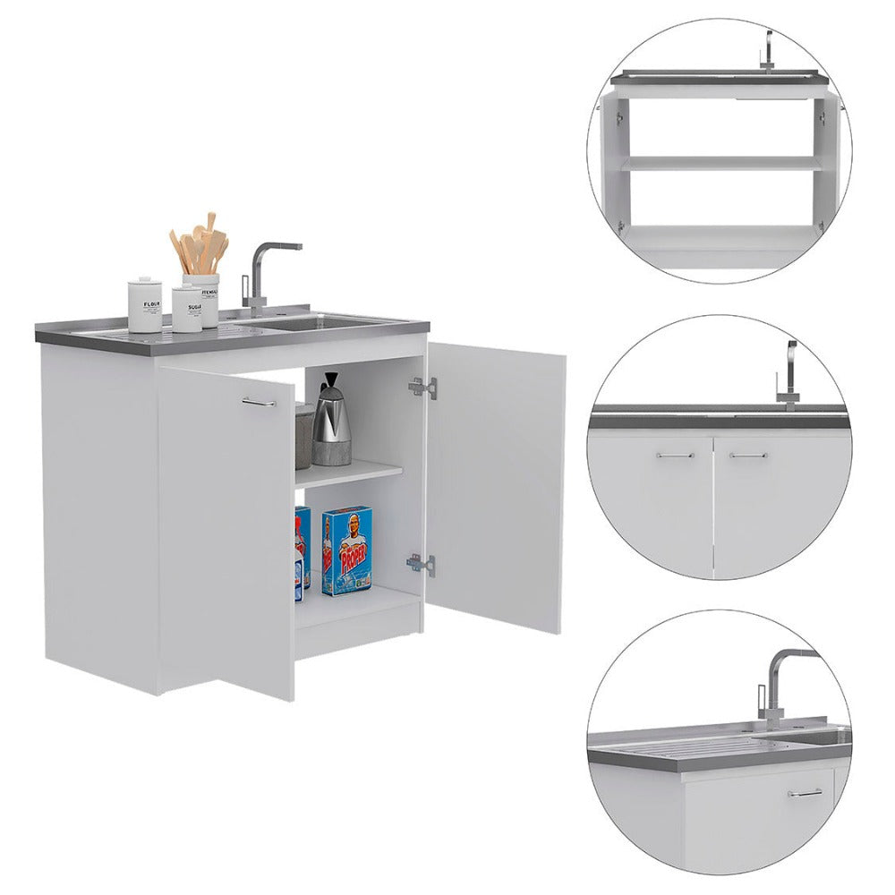 Utility Sink Vernal, Double Door, White Finish-2