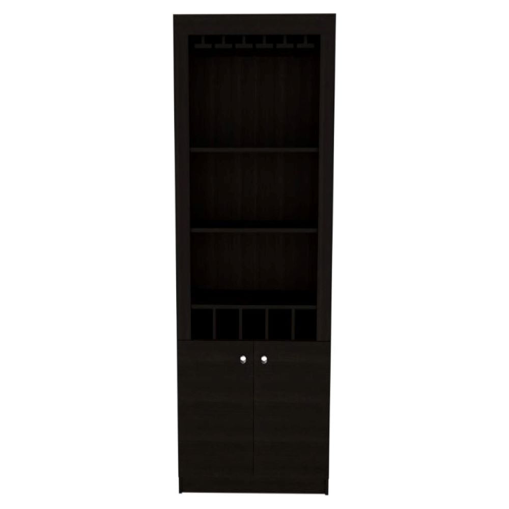 Bar Cabinet Margarita, Five Wine Cubbies, Black Wengue Finish-3