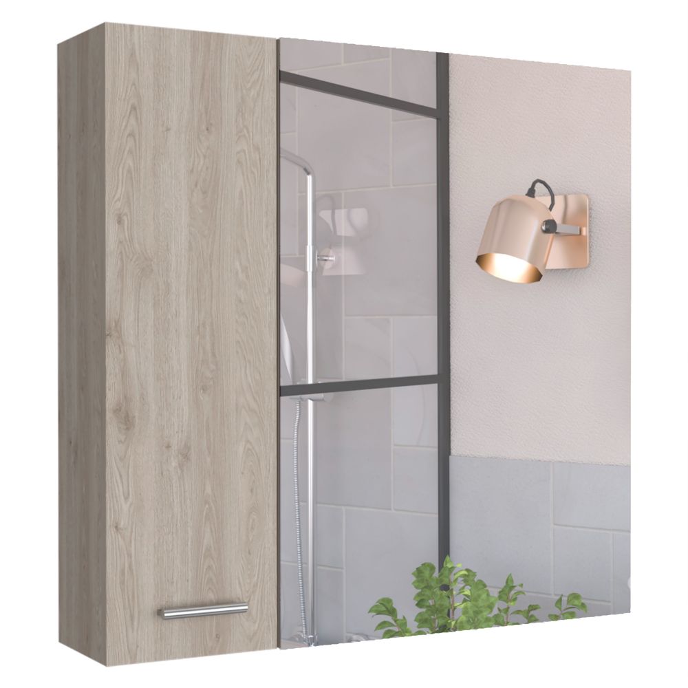 Medicine Cabinet Prague, Four Internal Shelves, Single Door, Light Gray Finish-4