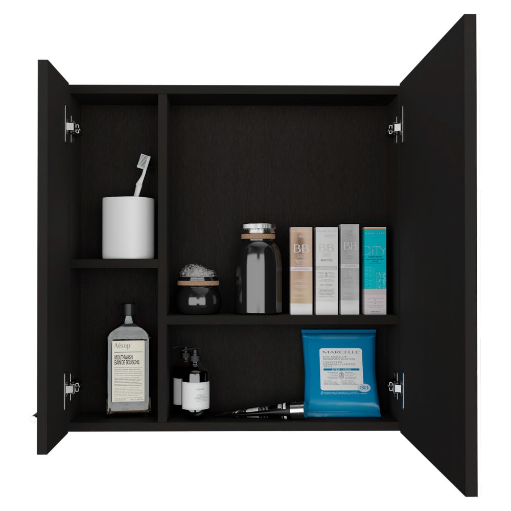 Medicine Cabinet Prague, Four Internal Shelves, Single Door, Black Wengue Finish-3