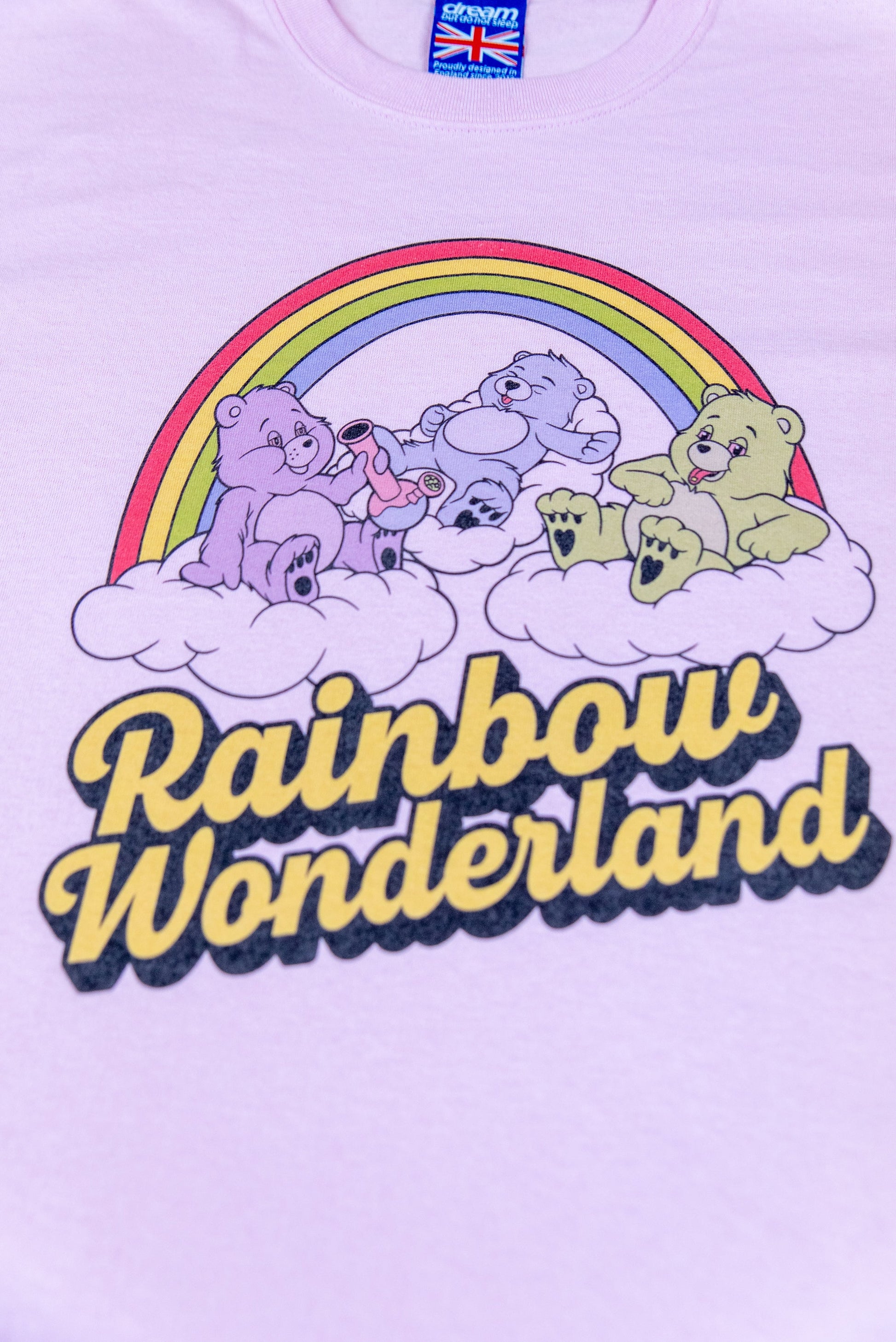 Short Sleeved T-Shirt in Light Pink with Rainbow Wonderland Print-1